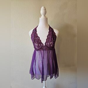 Frederick's Of Hollywood Purple And Pink Lace Lingerie Slip Dress Medium